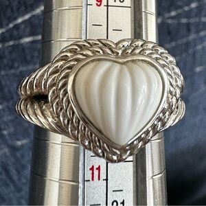 Judith Ripka Sterling Silver and White Carved Stone Heart Ring